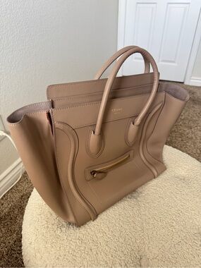 Celine Mini Luggage tote bag| CalfSkin | Taupe｜Suede lining